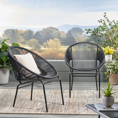 Indira Outdoor Modern Patio Chair Wrought Studio Color Black